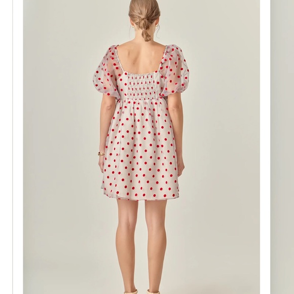 English Factory Polka Dot Poofy Organza Mini Dress - Picture 4 of 11